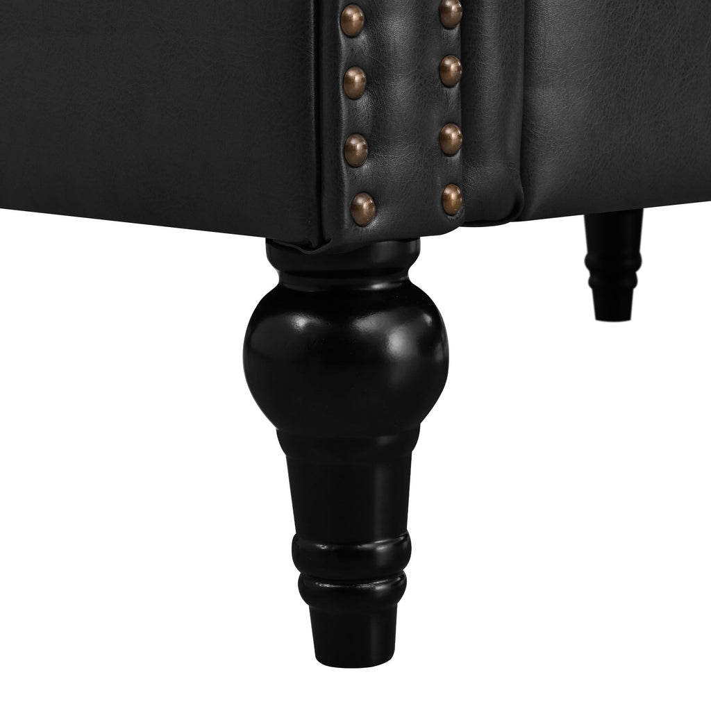 L Shaped Reversible Modern Chesterfield Sofa with Rolled Arms and Nailheads