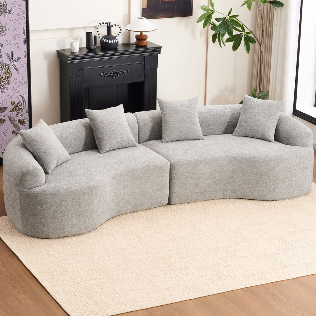 4 Seater Sofa With Fabric, Full Sponge, 4 Pillow, Sleeper Sectional