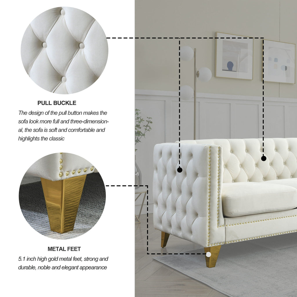 Upholstered Couch Sofa With Button Tufting