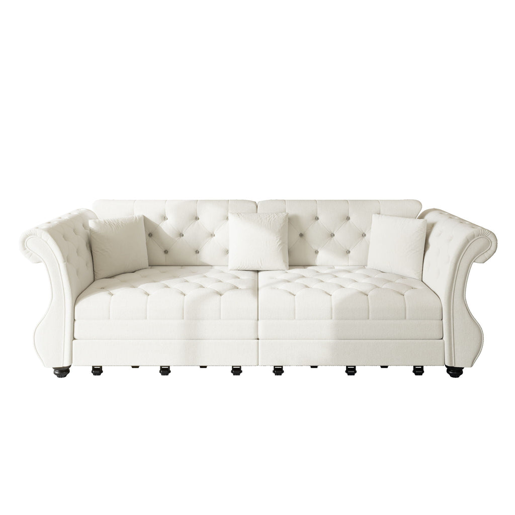 Oversized Chesterfield Pull Out Sofa Bed with Flower Tufting