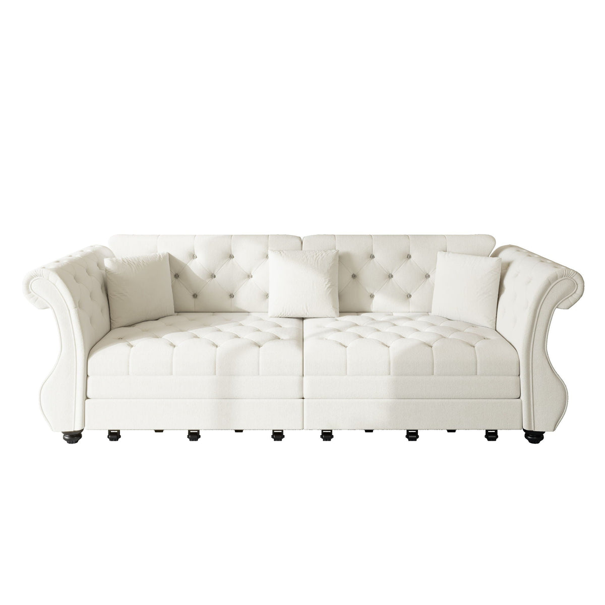Oversized Chesterfield Pull Out Sofa Bed with Flower Tufting