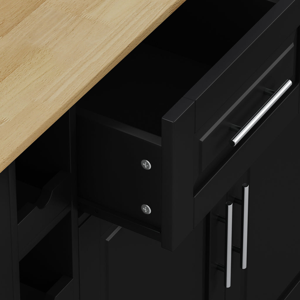 Multi-Functional Kitchen Island Cart, 2 Door Cabinet, Two Drawers