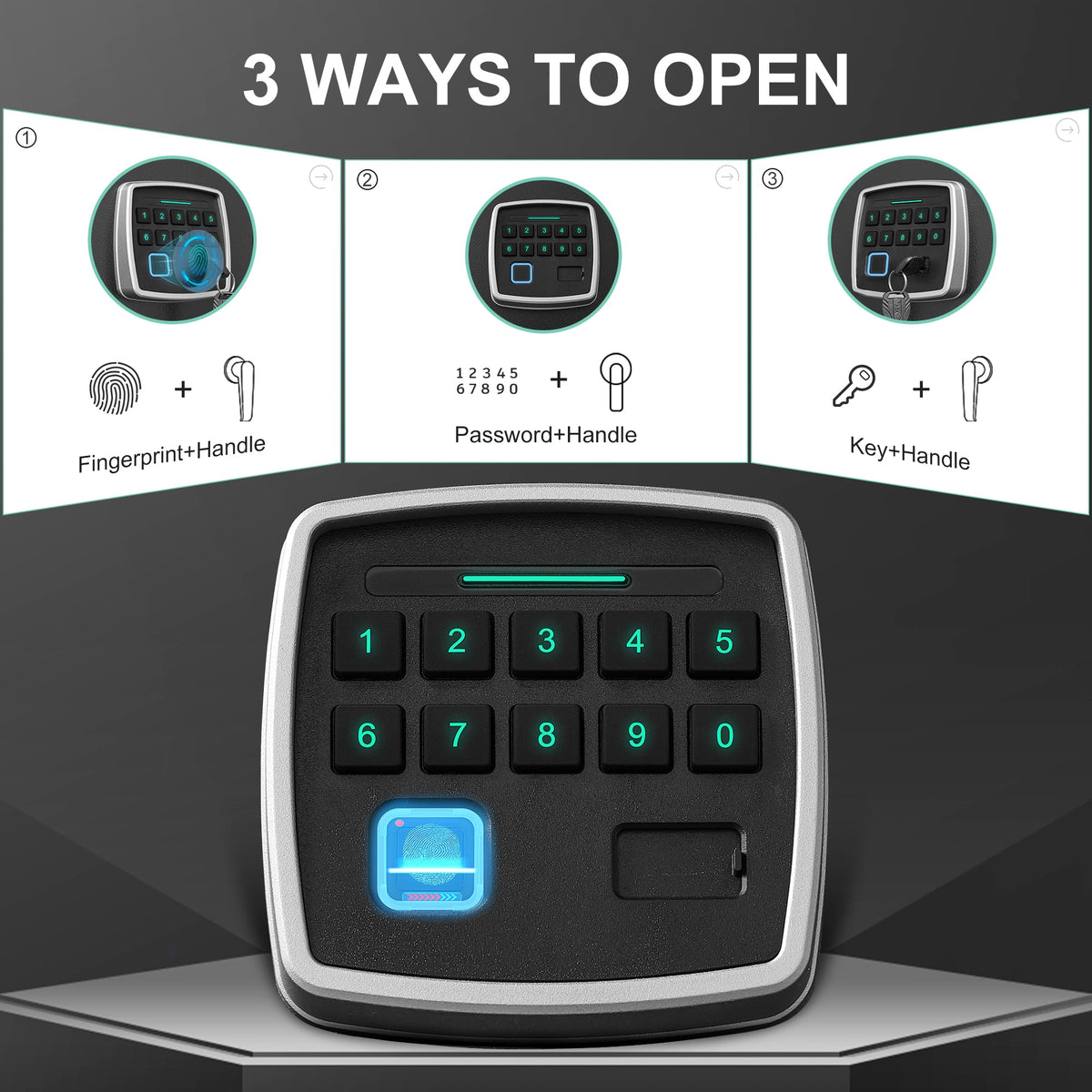 5 gun safes with 3 pistol pockets, quick access biometric adjustable heavy-duty gun rack