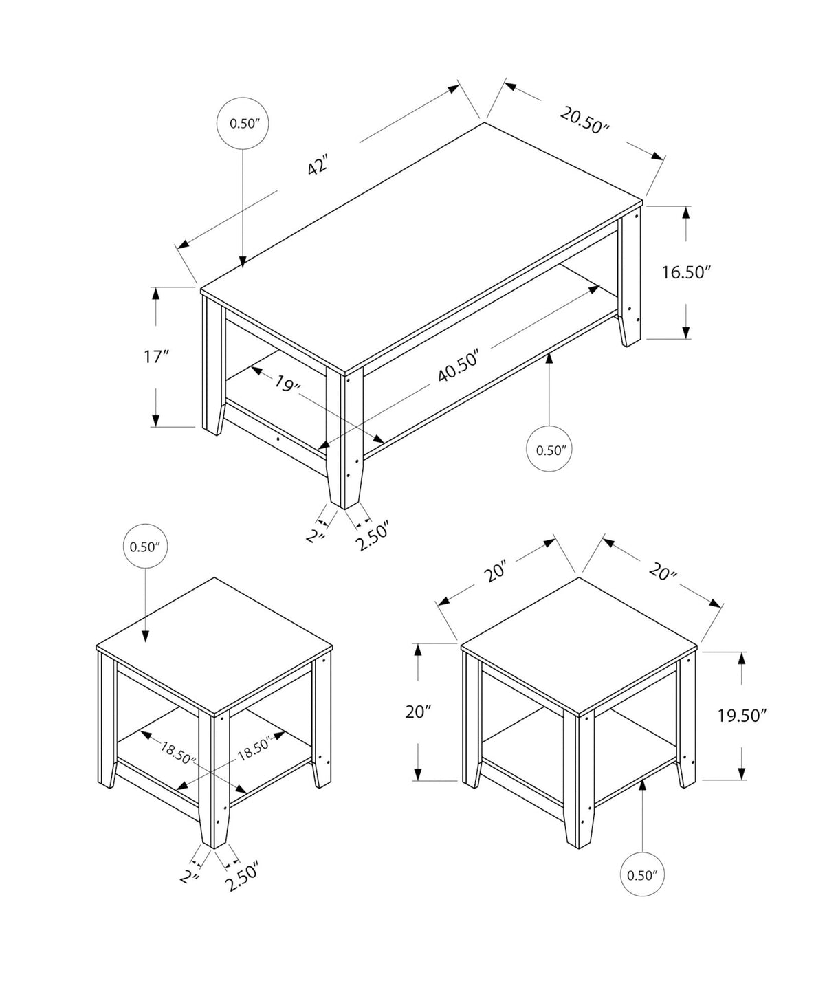 Table Set, Coffee, End, Side