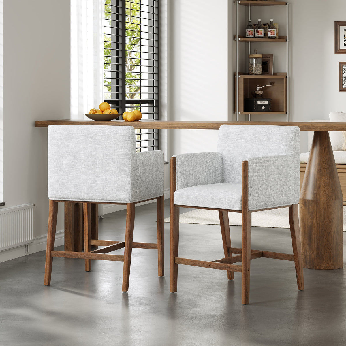 24'' Seat Height Upholstered Counter Stools with Arms