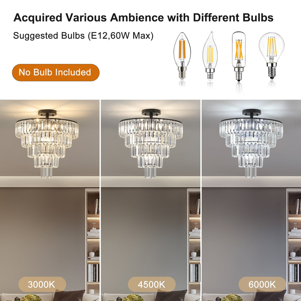 Black large crystal chandelier, modern style chandelier