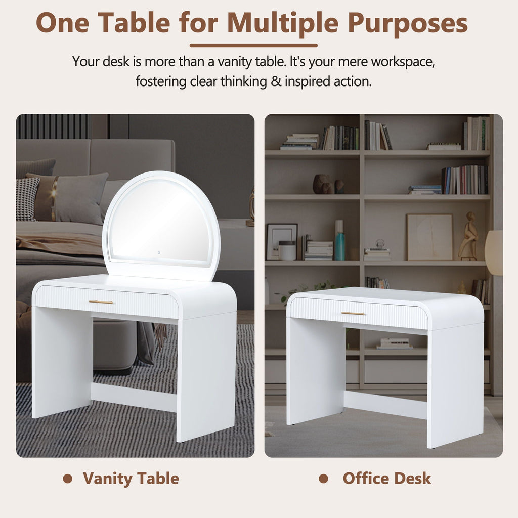 Makeup Vanity Table With Mirror Touch Screen Lighted Mirror