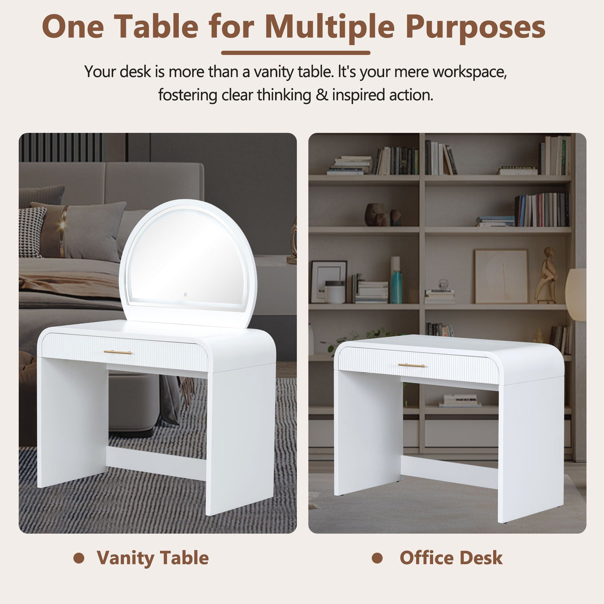 Makeup Vanity Table With Mirror Touch Screen Lighted Mirror
