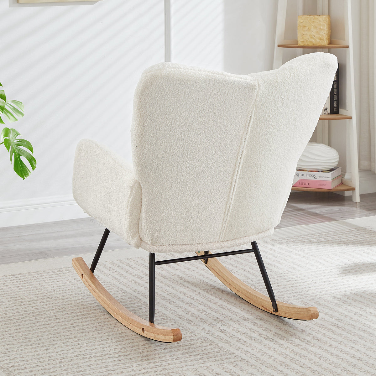 Upholstered Teddy Fabric Rocking Chair