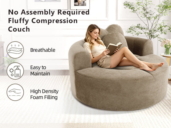 Round Sofa Bed with Memory Foam Sectional Couch
