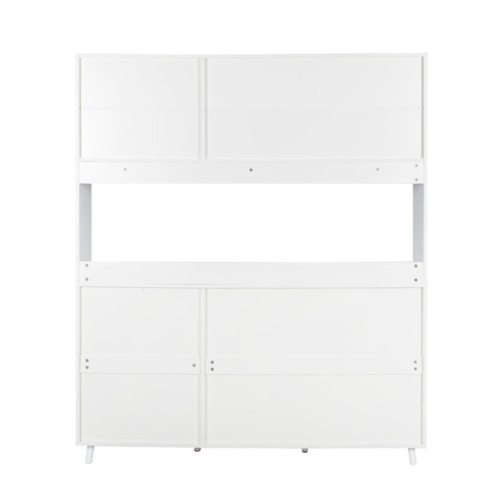 63" W Large Kitchen Hutch Cabinet, Freestanding Pantry Storage