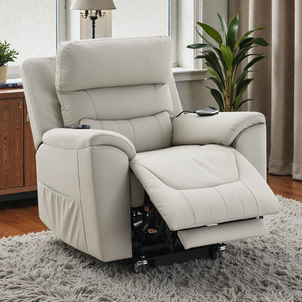 Marsha - Silicone Synthetic Leather Power Motion Recliner With Lift Heating Massage