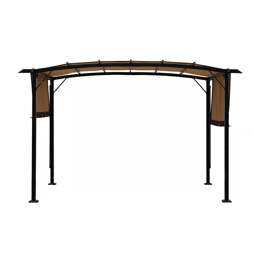 12 x 9 Ft Outdoor Pergola Patio Gazebo, Retractable Shade Canopy, Steel Frame