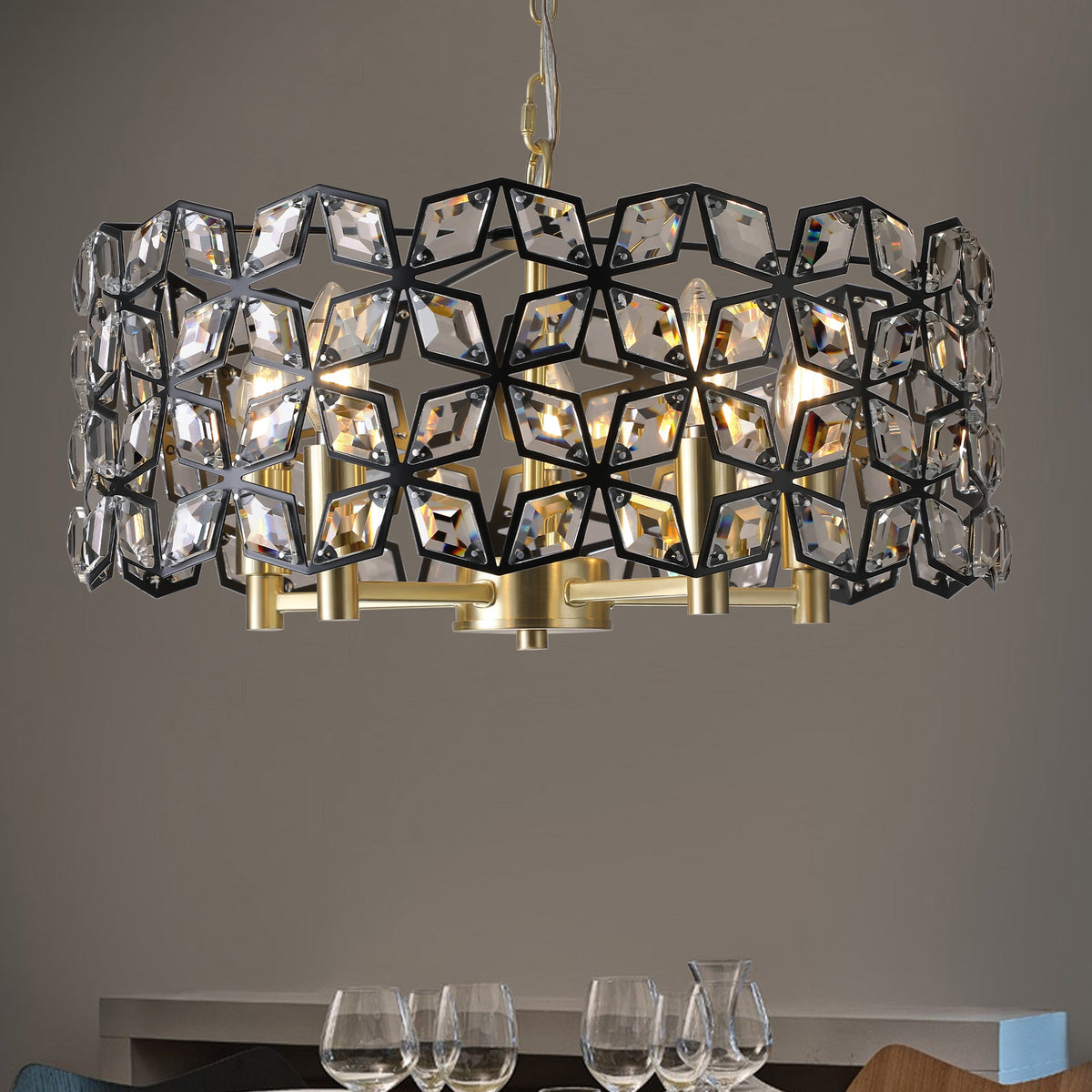 Modern Crystal Chandelier for Living-Room Round Cristal Lamp