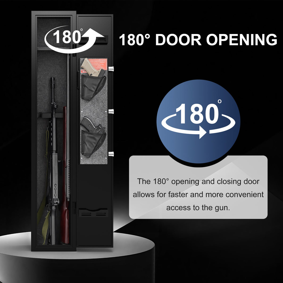 5 gun safes with 3 pistol pockets, quick access biometric adjustable heavy-duty gun rack