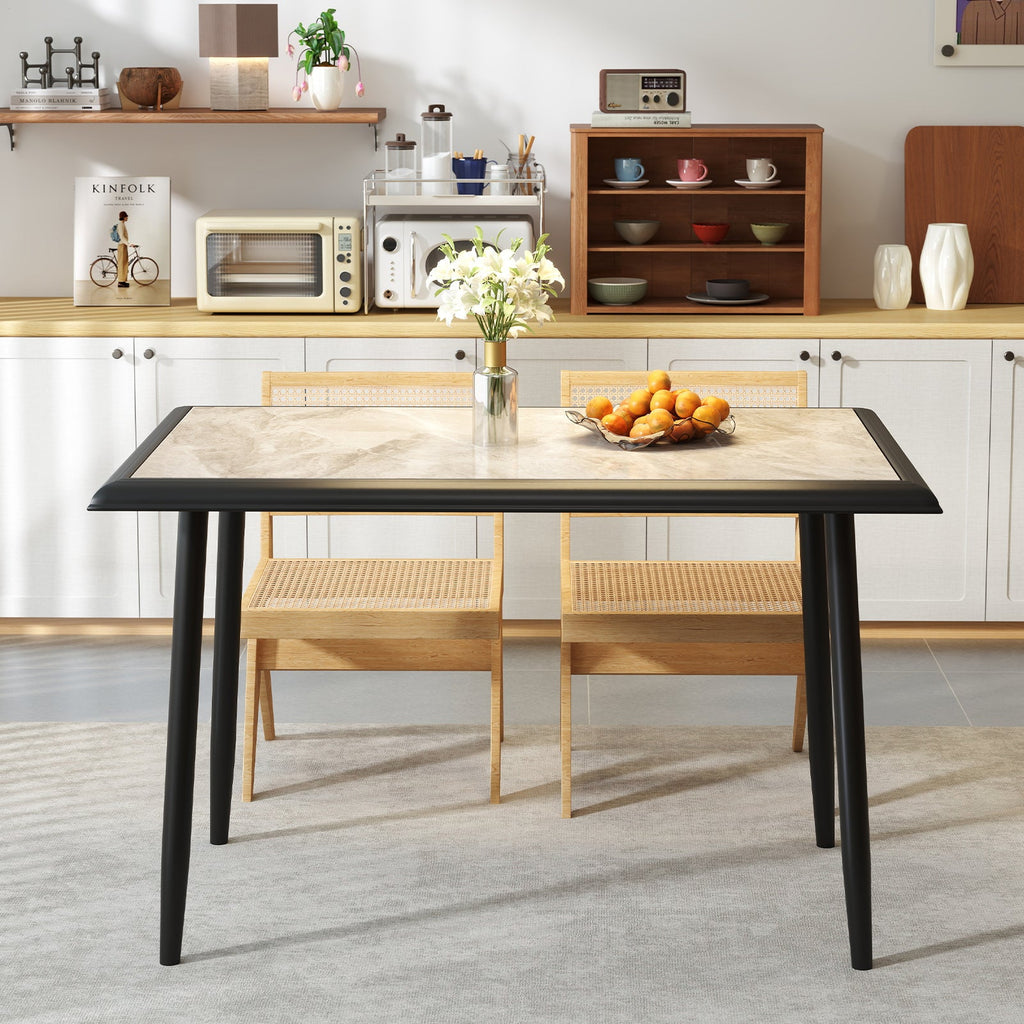 Sintered Stone Dining Table 44" Rectangular Table with Metal Frame