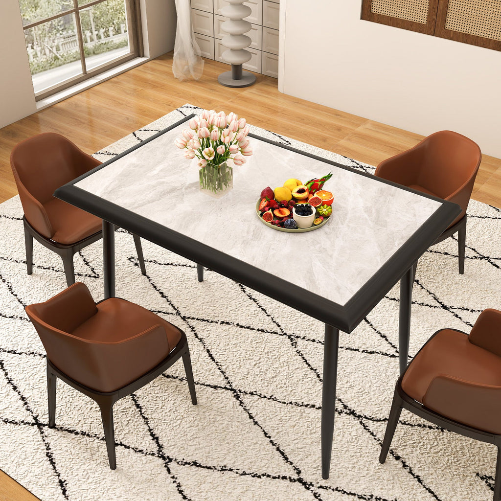Sintered Stone Dining Table 44" Rectangular Table with Metal Frame