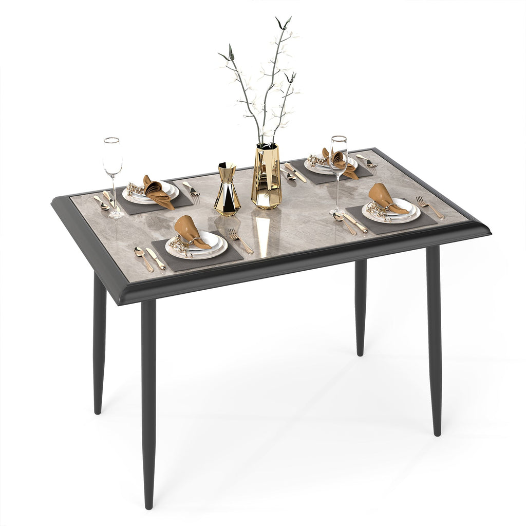 Sintered Stone Dining Table 44" Rectangular Table with Metal Frame