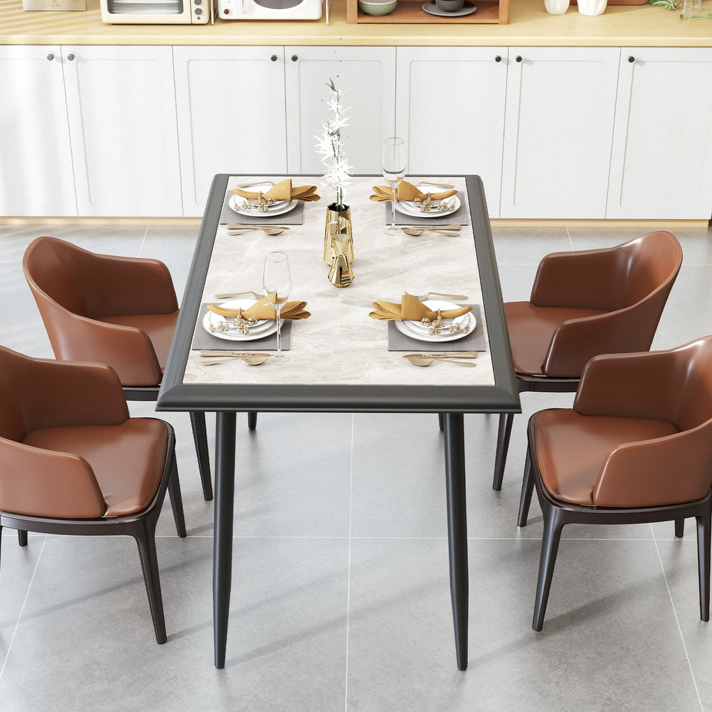 Sintered Stone Dining Table 44" Rectangular Table with Metal Frame
