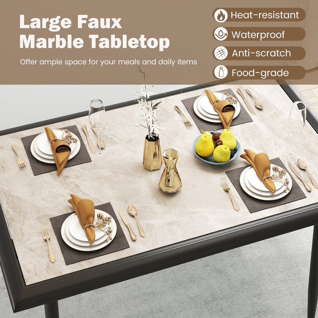 Sintered Stone Dining Table 44" Rectangular Table with Metal Frame