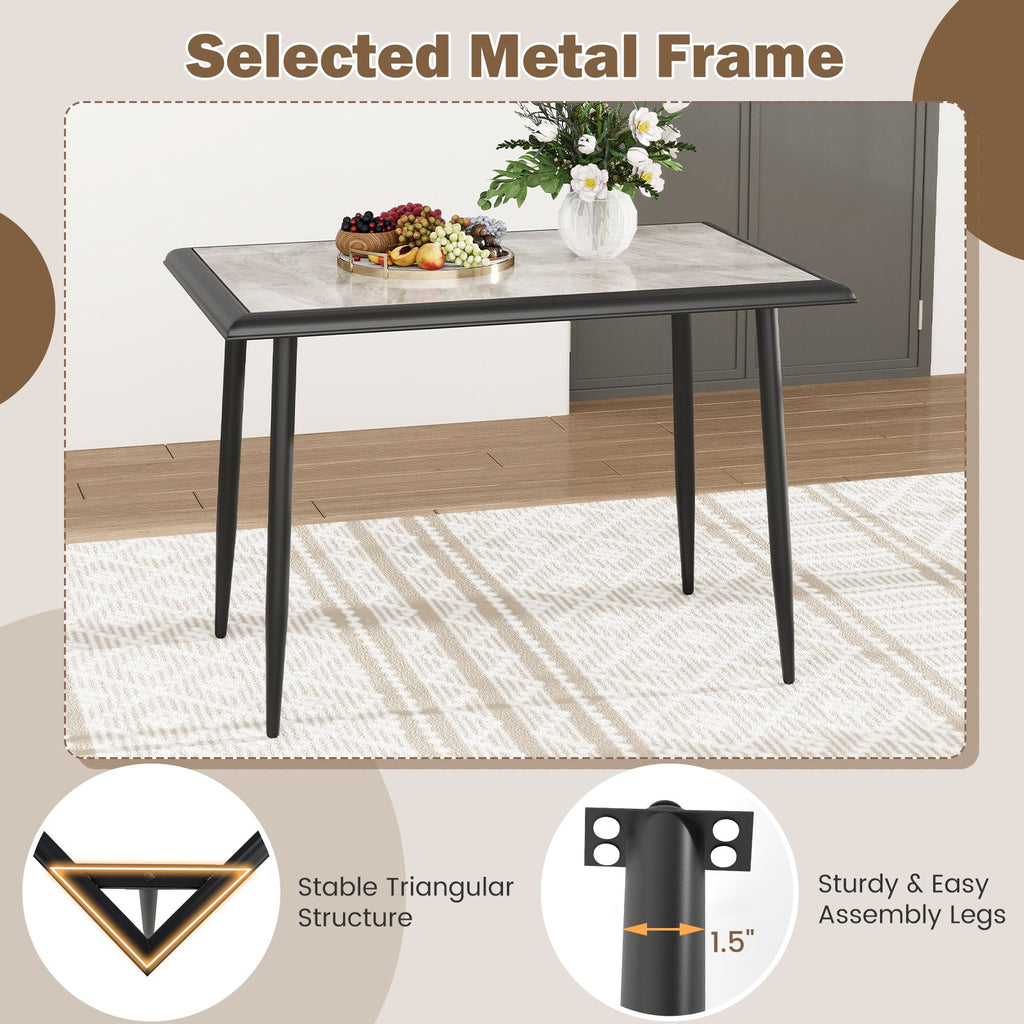 Sintered Stone Dining Table 44" Rectangular Table with Metal Frame