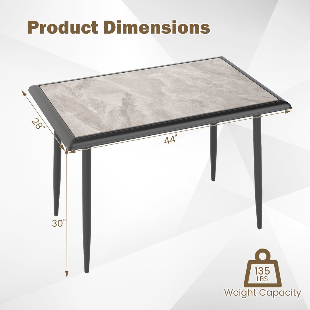 Sintered Stone Dining Table 44" Rectangular Table with Metal Frame