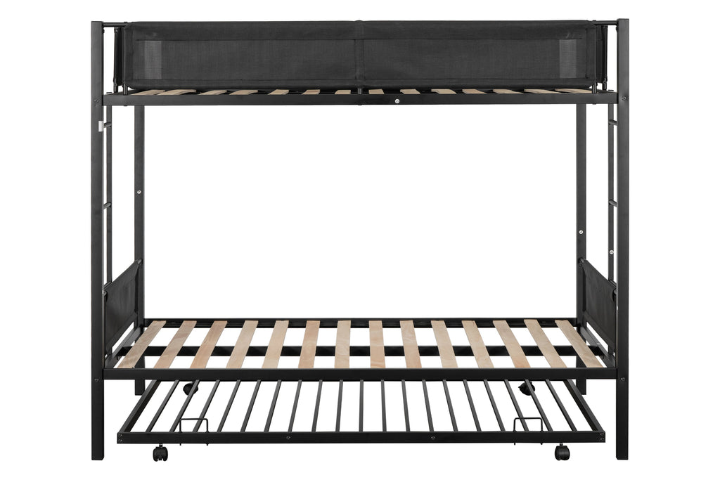 Metal double bed with casters/sturdy frame/no noise/comfortable guardrail/