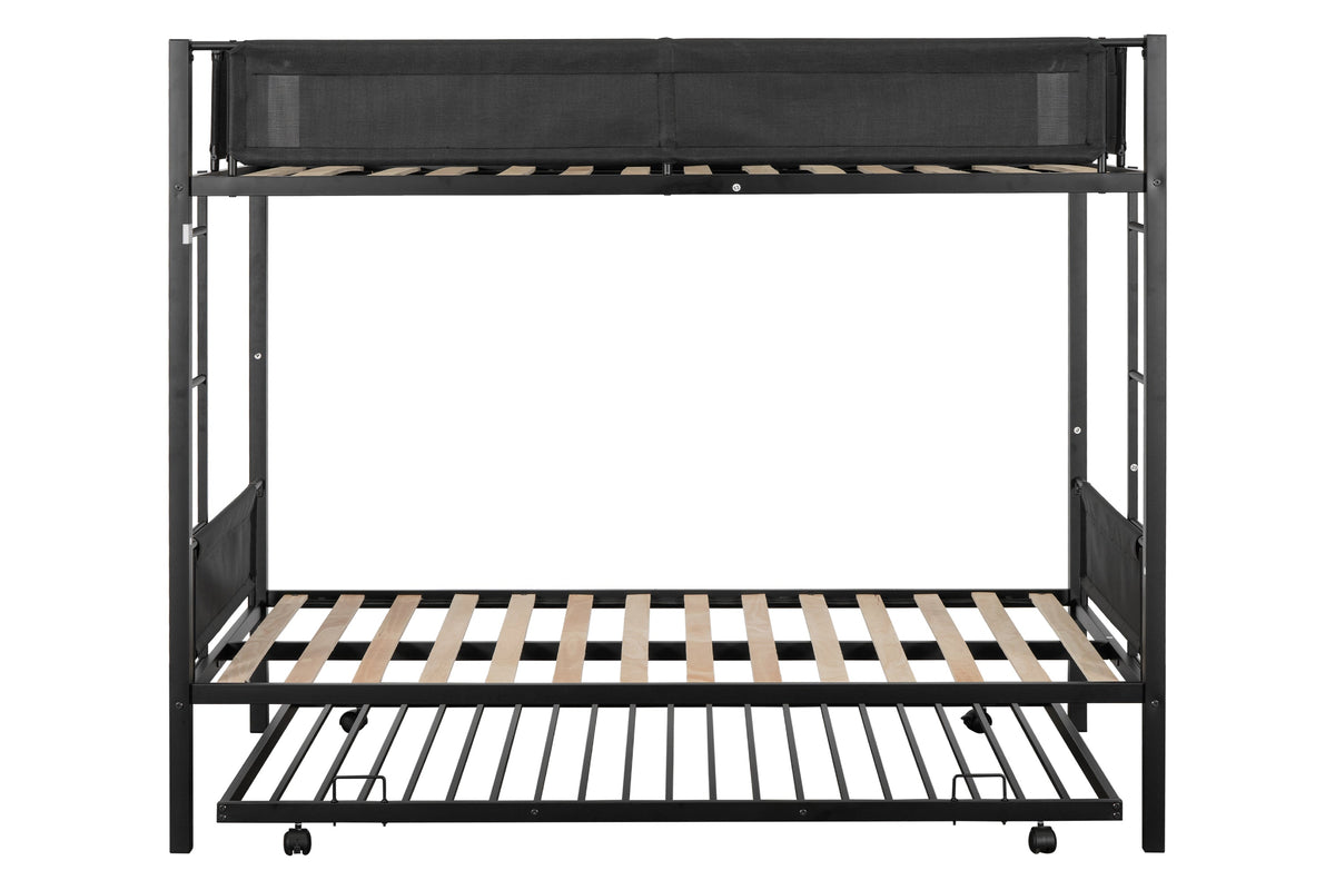Metal double bed with casters/sturdy frame/no noise/comfortable guardrail/