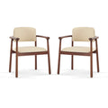 Dining Room Chairs, Set of 2 - Beige / Dark Walnut