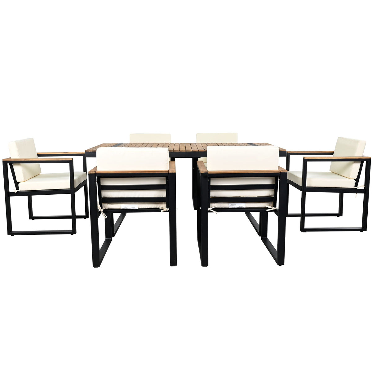 7 Pieces Dining Set Table And Chair Set With And Removable Cushions For Patio