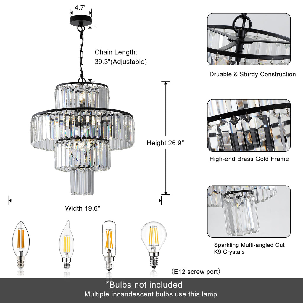 Black  Luxury Crystal Chandelier Light Fixture