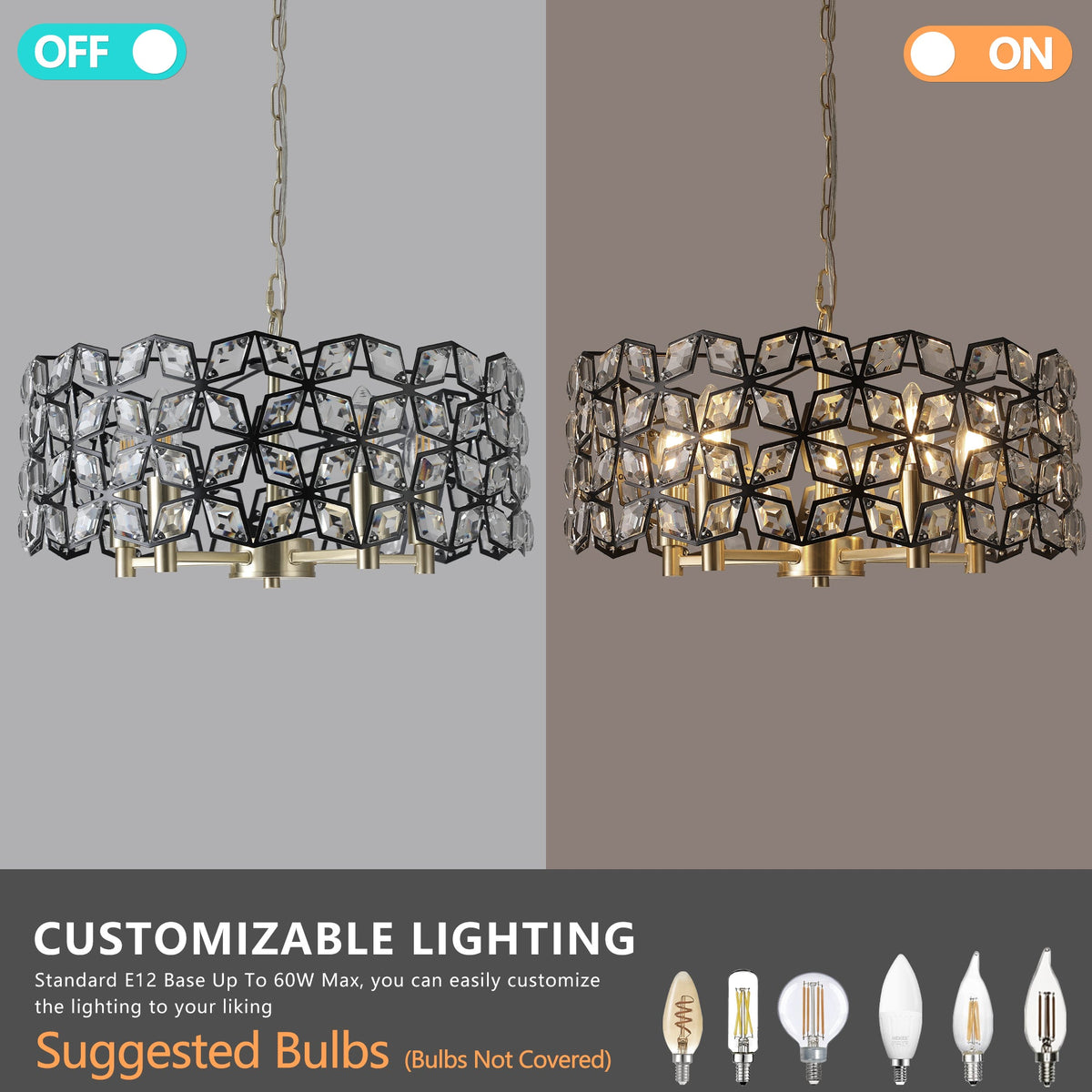 Modern Crystal Chandelier for Living-Room Round Cristal Lamp