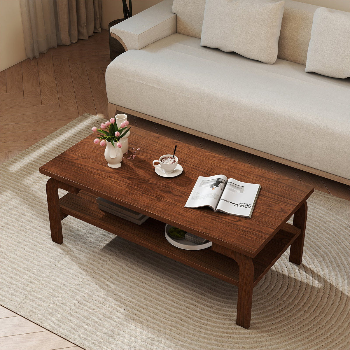 47 Inches Accent Rectangular Coffee Table