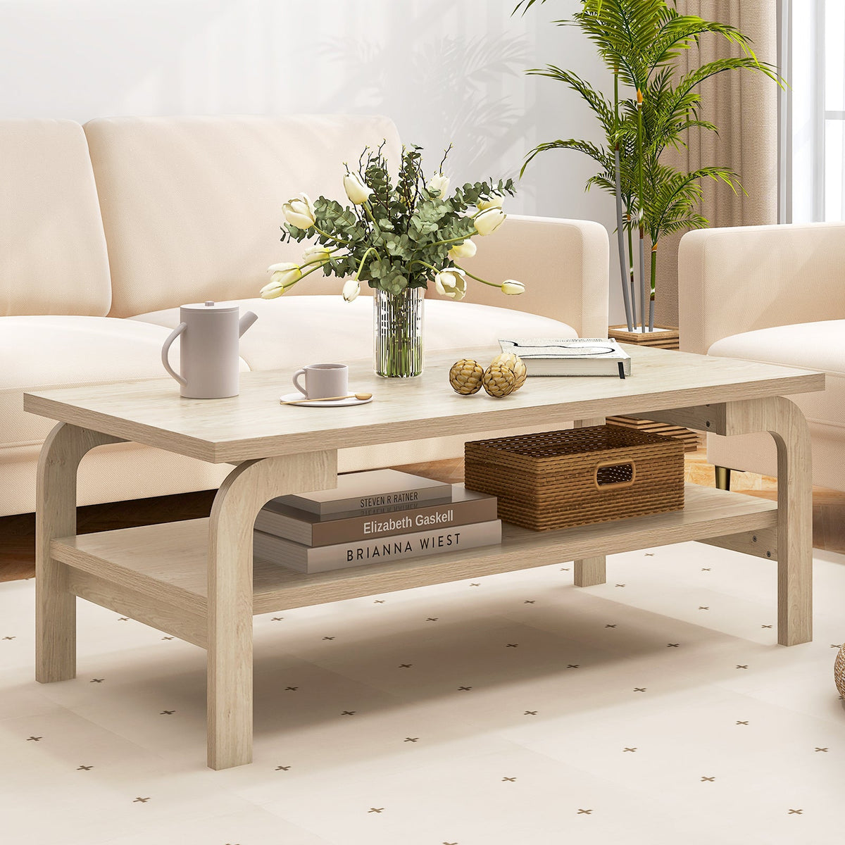 47 Inches Accent Rectangular Coffee Table
