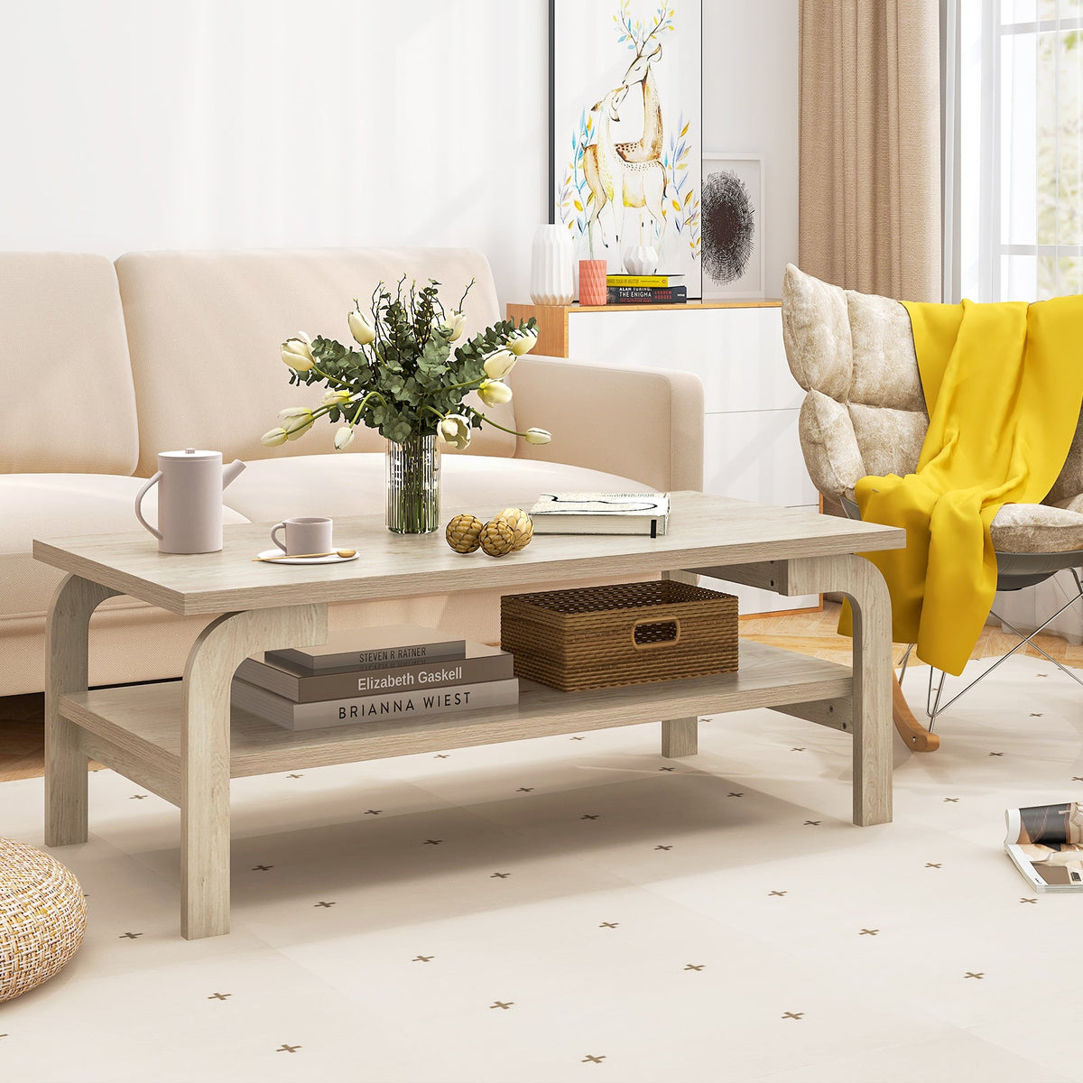 47 Inches Accent Rectangular Coffee Table