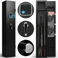 5 gun safes with 3 pistol pockets, quick access biometric adjustable heavy-duty gun rack