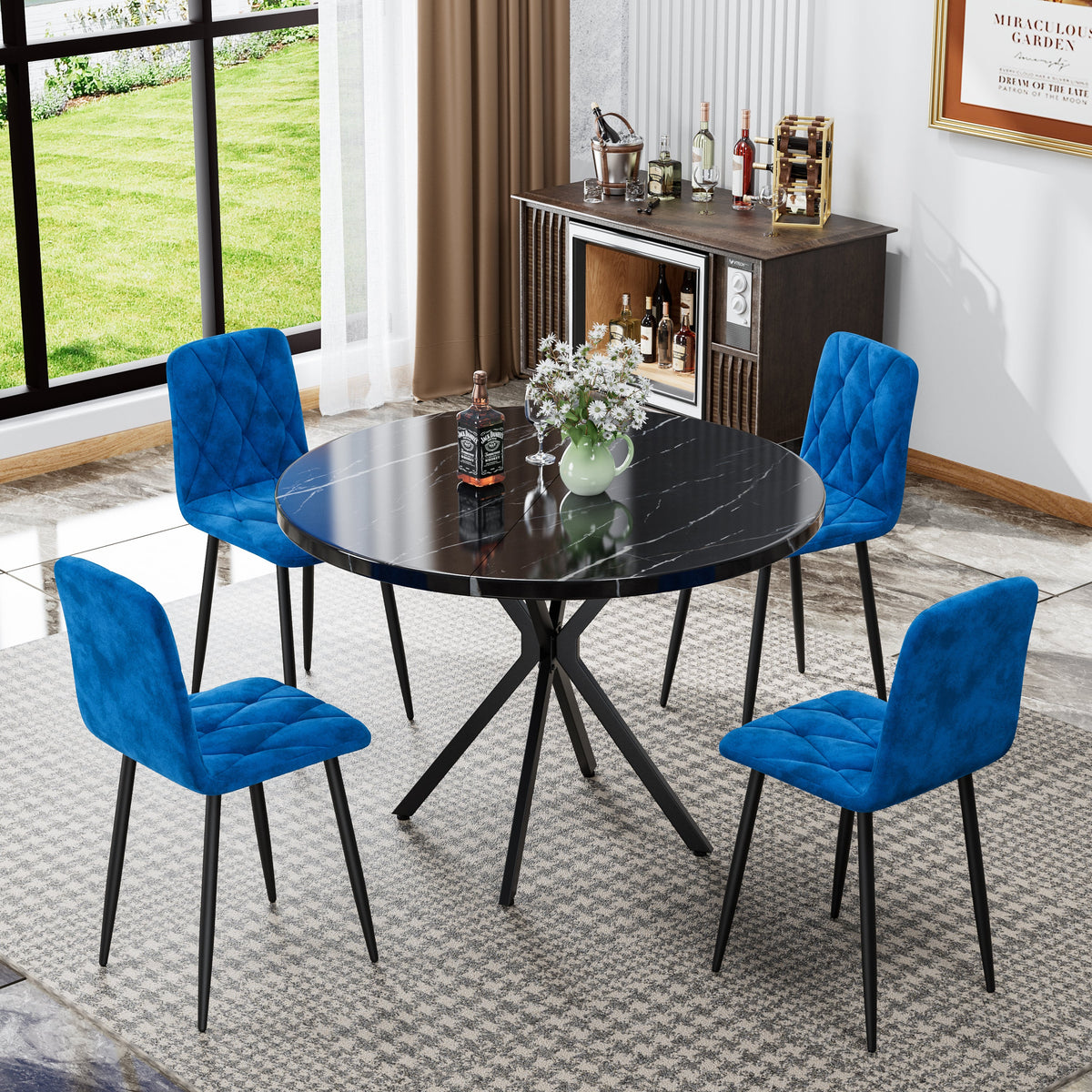Dining Chairs Set of 4, Modern Velvet Dining Chair Upholstered Cushion Seat