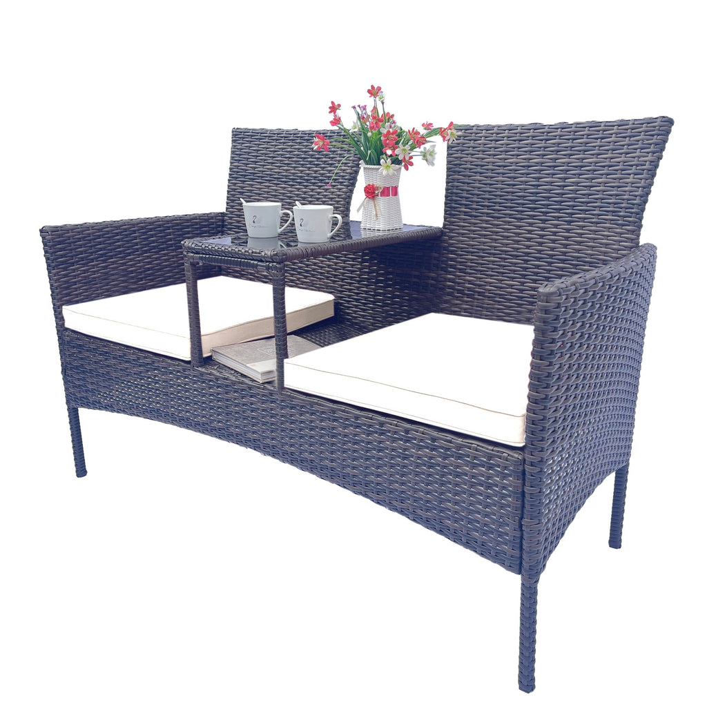 Wicker Patio Set Outdoor Set with Removable Cushions & Table