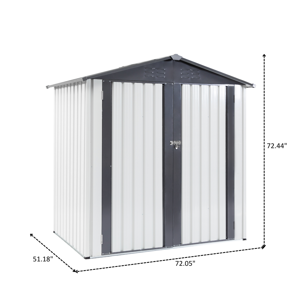 Garden Metal Storage Shed Gray White 6x4x6ft