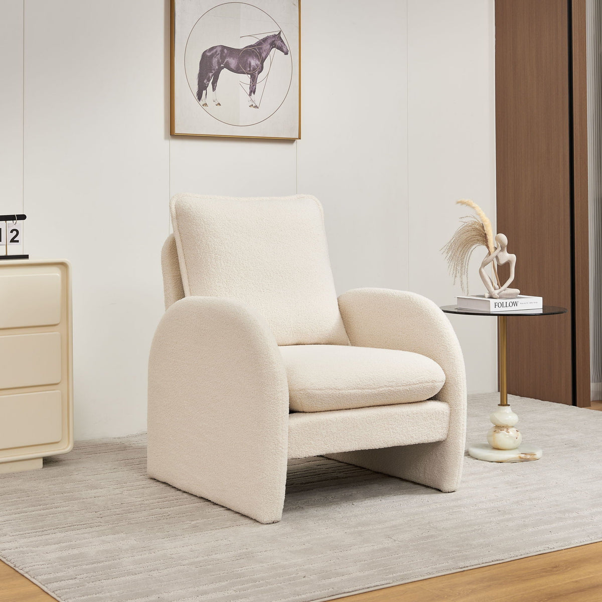 Modern Sherpa Upholstered Accent Chair