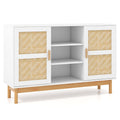 48 Inch Buffet Cabinet Storage with 2 Bamboo Woven Doors