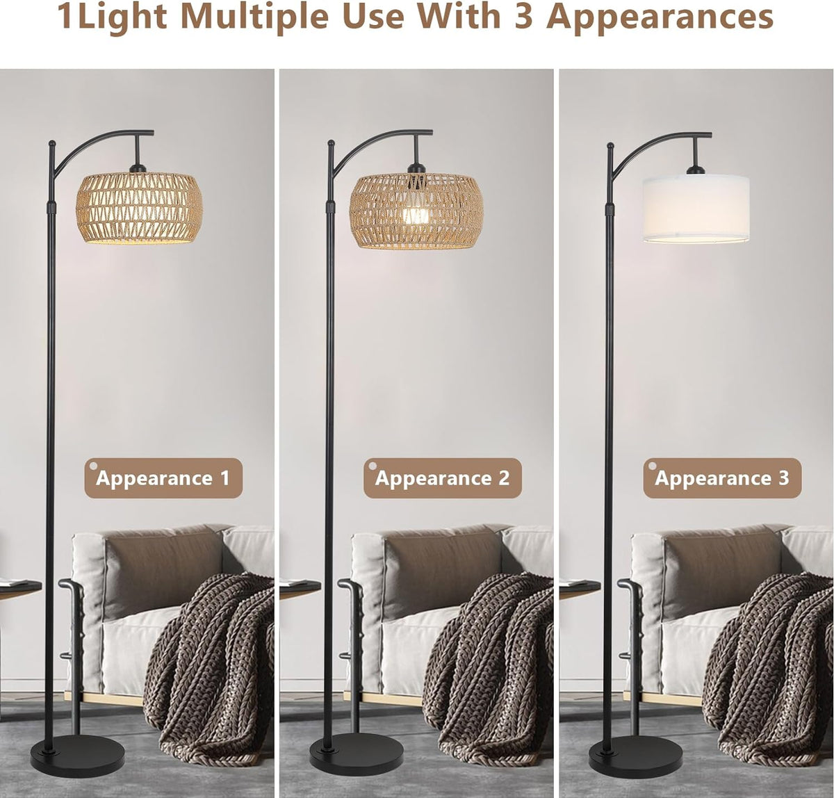 Arc Floor Lamp with Remote Control, Dimmable LED Floor Lamp