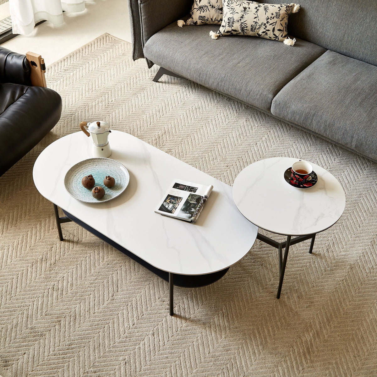 Contemporary Coffee Table Sintered Stone Surface With Ceramic Finish