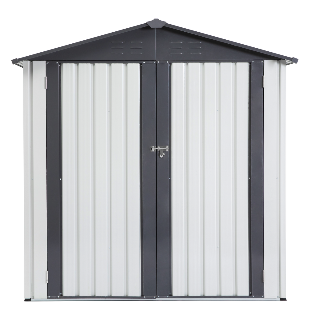 Garden Metal Storage Shed Gray White 6x4x6ft
