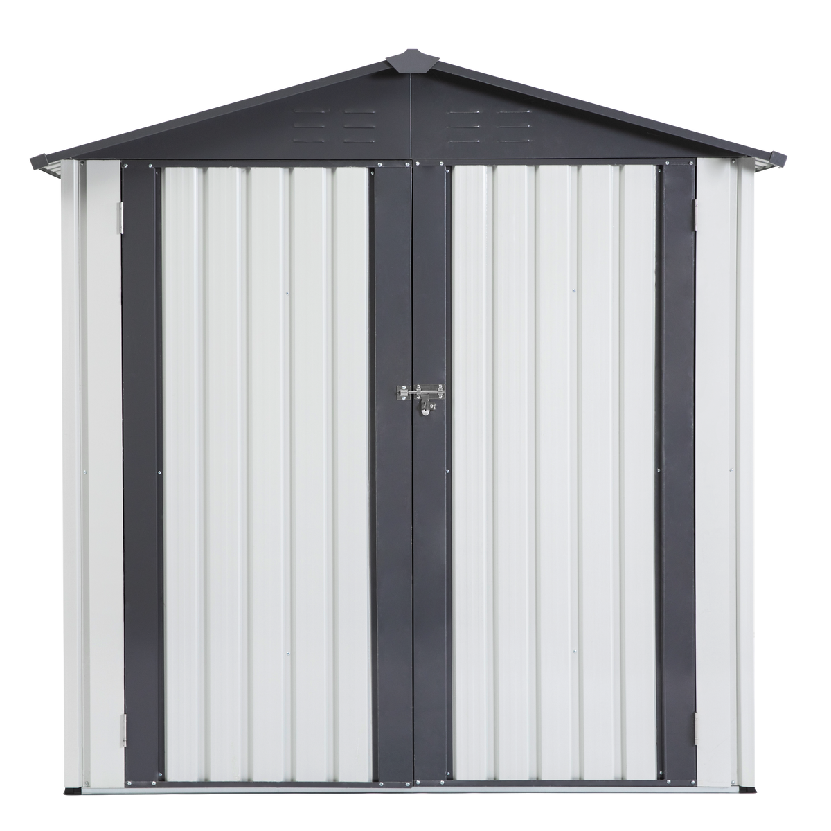 Garden Metal Storage Shed Gray White 6x4x6ft