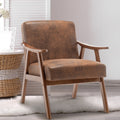 Medieval modern chair, solid wood frame accent chair with ultra thick backrest