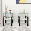 Set of 2, Modern Tempered Glass Tea Table Coffee Table End Table