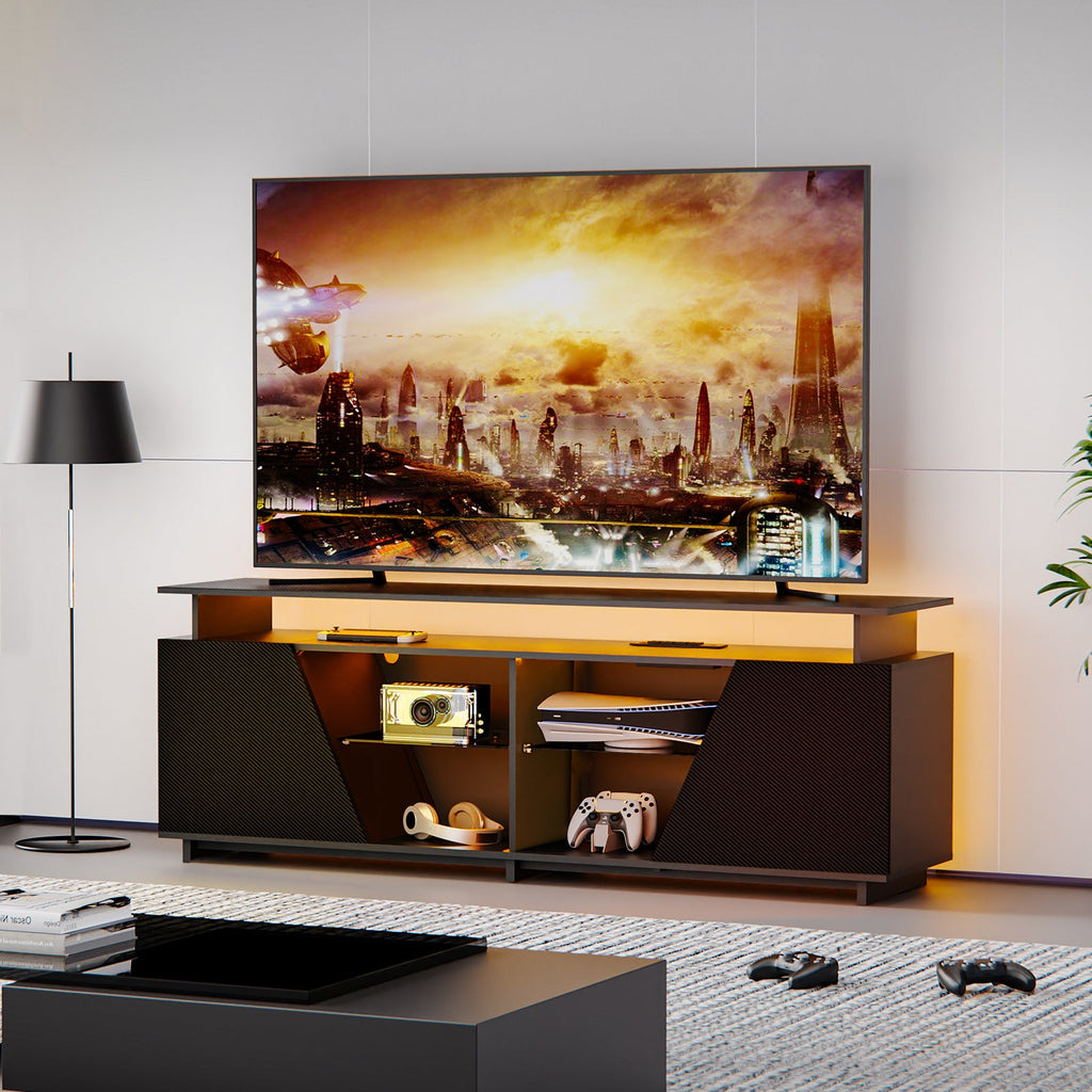 Gaming TV Stand for PS5 with Power Outlets, for TVs 75 inch and Below