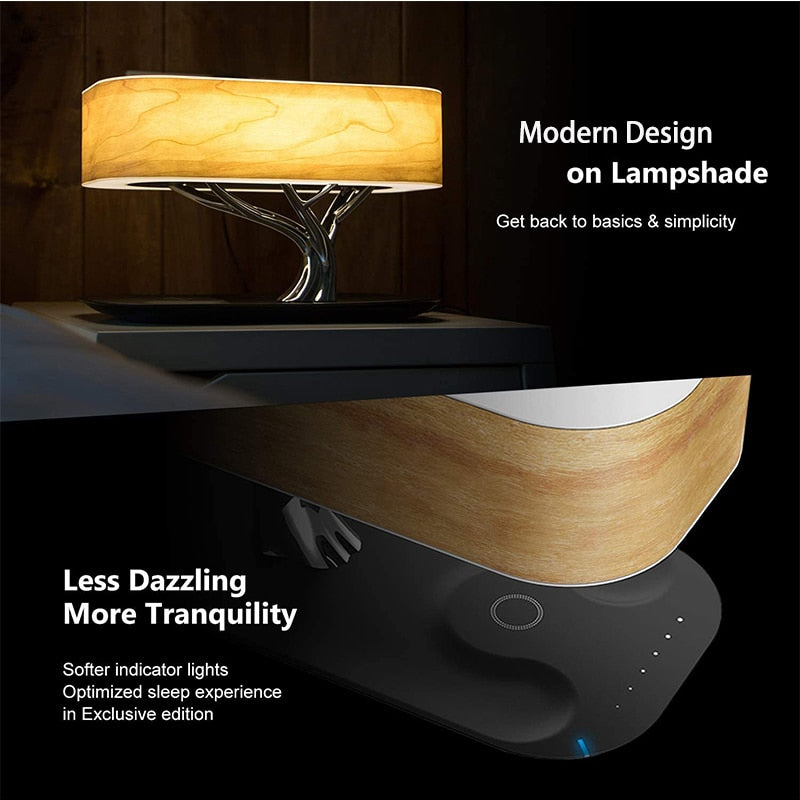 Modern LED table lamp for bedroom dimmable bluetooth Speaker phone Charger