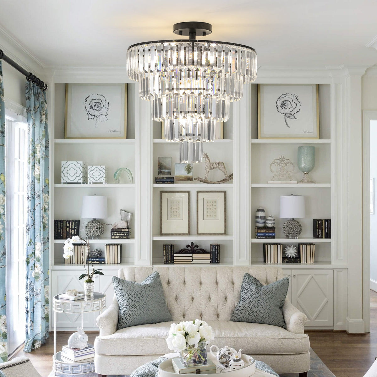 Black large crystal chandelier, modern style chandelier